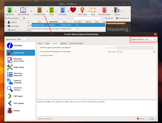 Calibre convert PDF to text