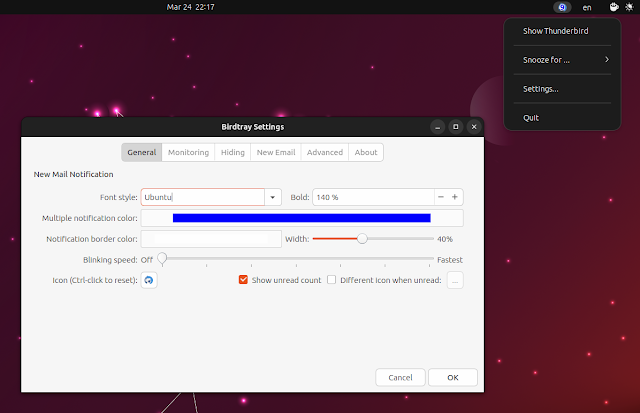 Birdtray Ubuntu PPA Updated With Unread Email Count And Xwayland Fixes (Thunderbird Tray Icon)