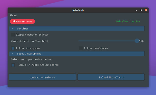 NoiseTorch microphone noise supression Linux